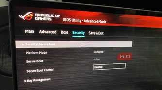 Secure Boot laptop BIOS setting