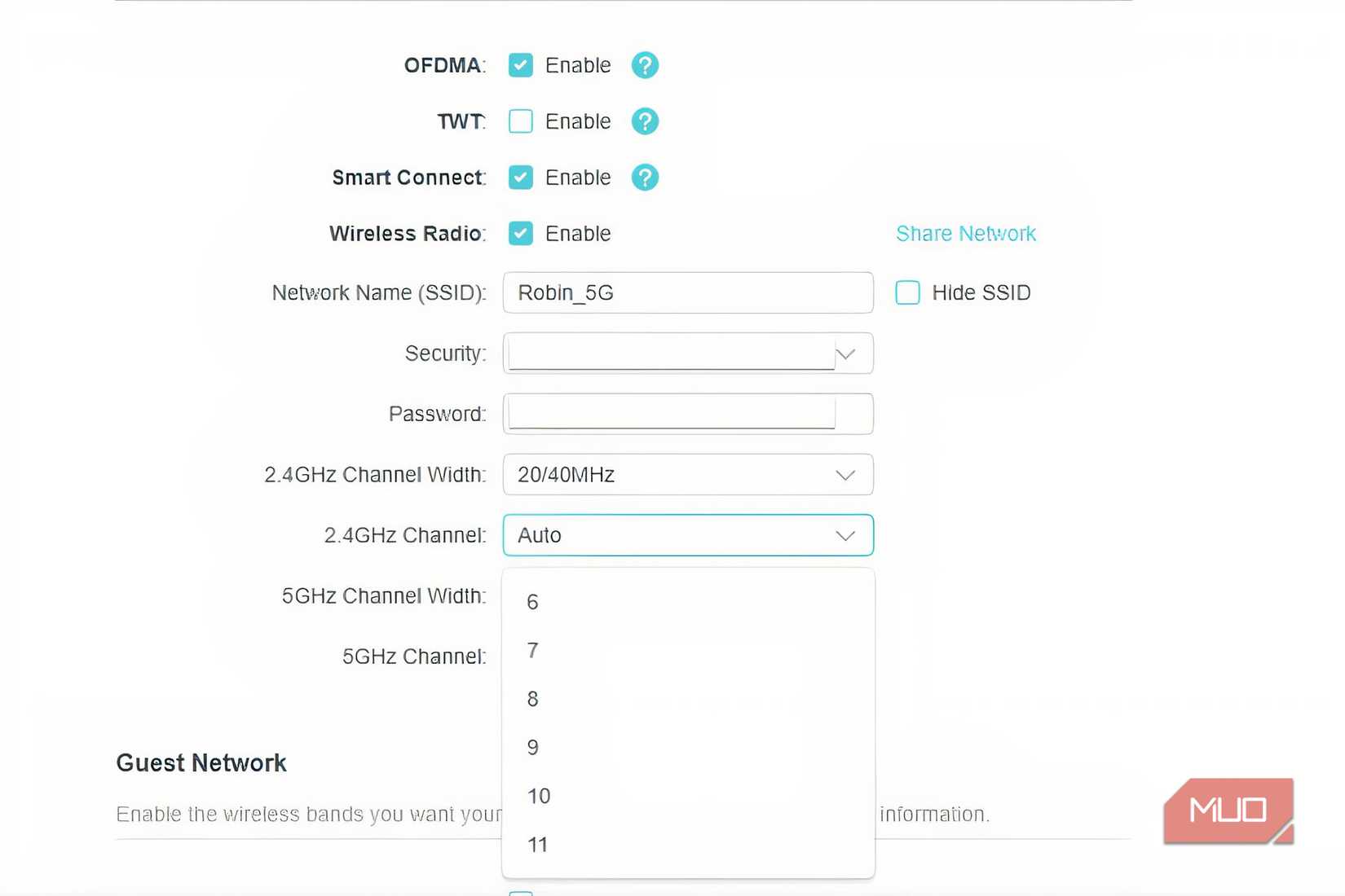 Select channel instead of auto