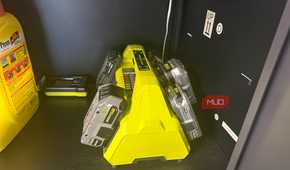 several ryobi 18v lithium batteries on charger