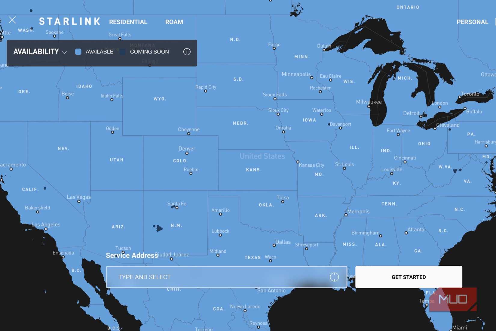 Starlink service map 2026.