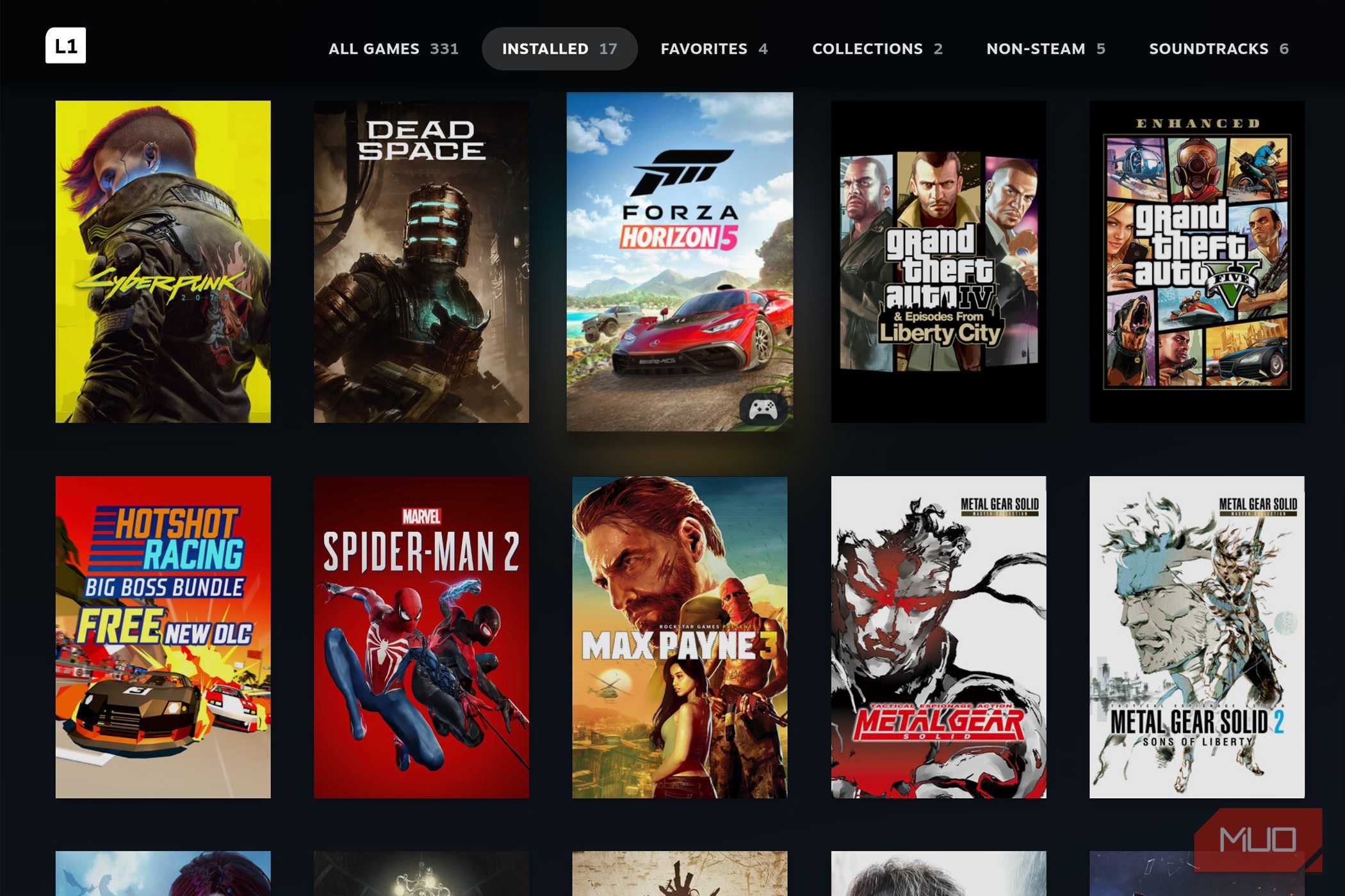 Steam Big Picture showing multiple games