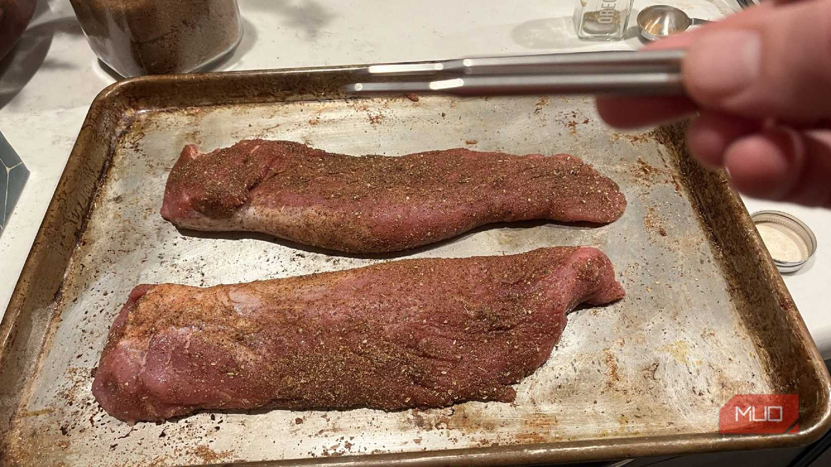 The Thermoworks RFX probes above pork