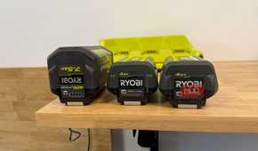 three ryobi 40v lithium on table