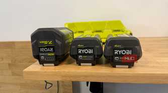 three ryobi 40v lithium on table