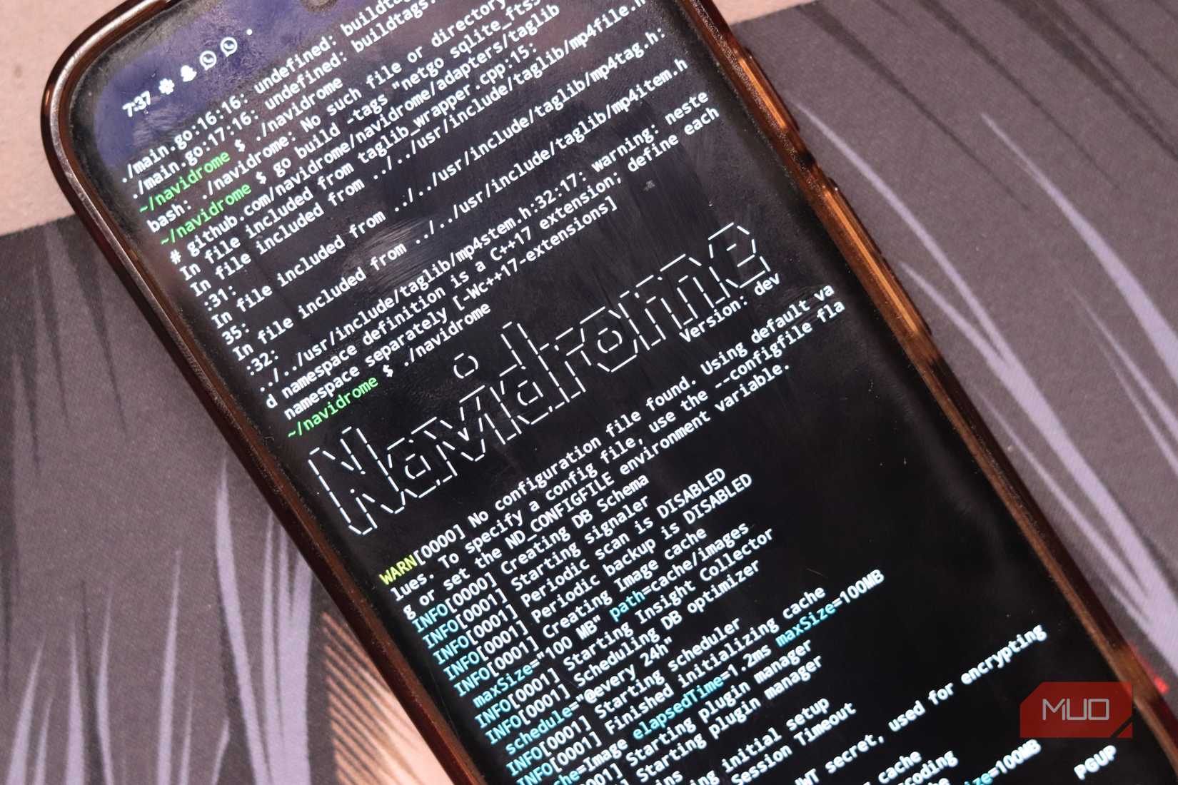 Top view of Navidrome running in Termux on Pixel9a.