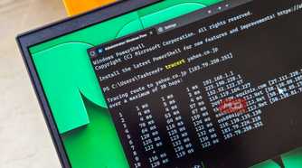 Tracert command running on Windows Terminal open on a HP Pavillion Laptop