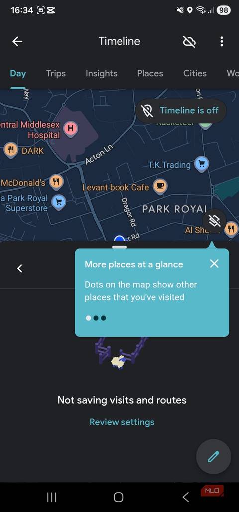 Turn off Timeline in Google Maps