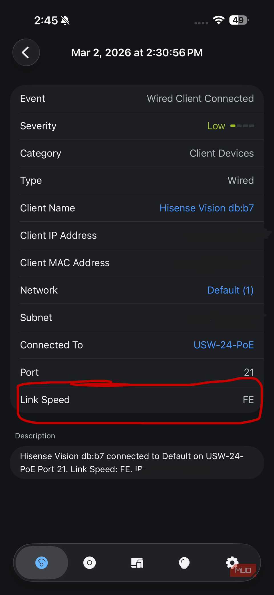 UniFi app Hisense speed