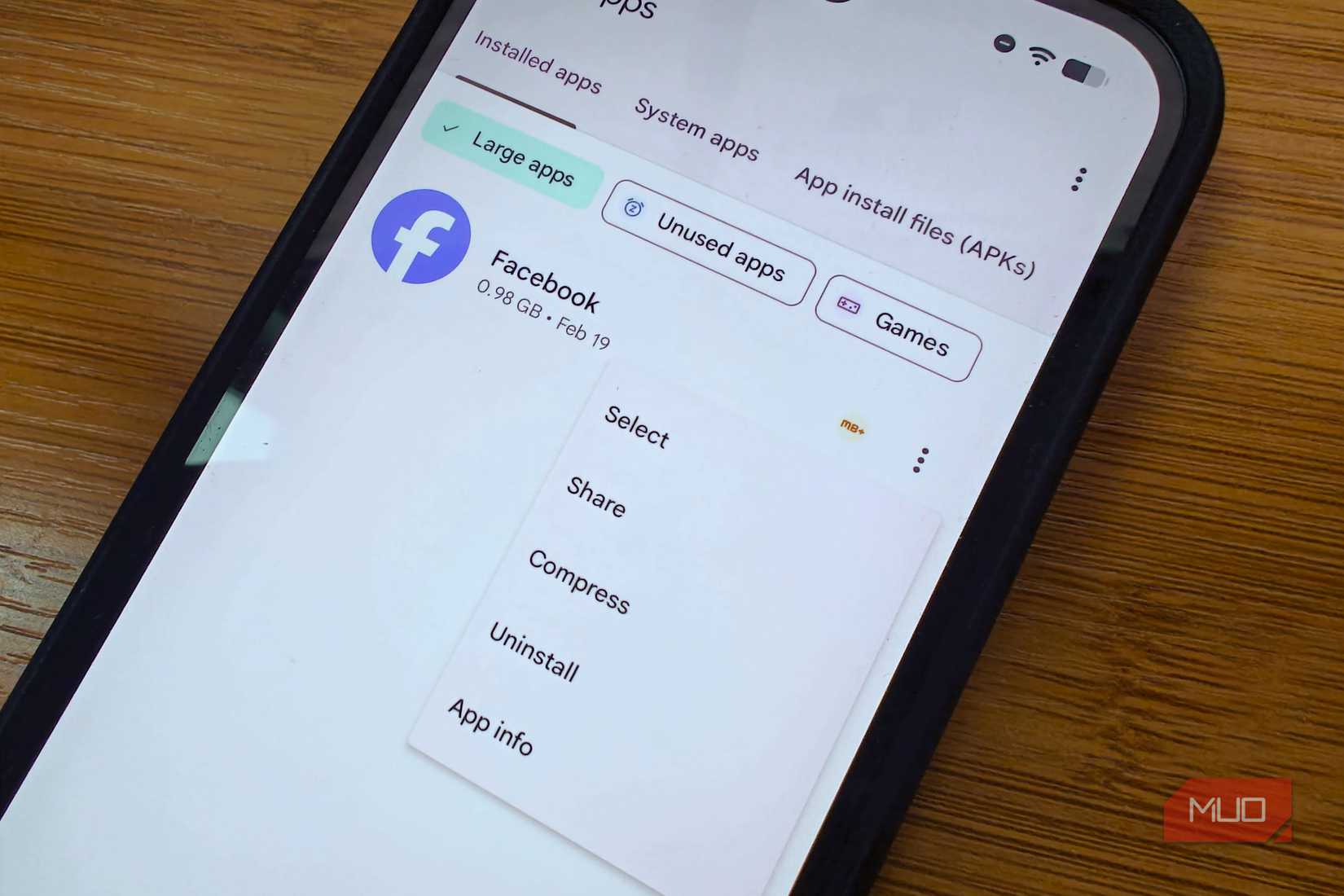 Uninstall app in the Files app