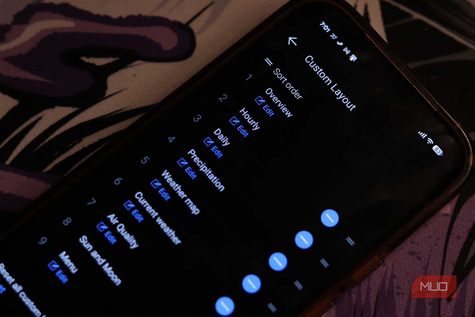 Weawow Custom Layout Settings.