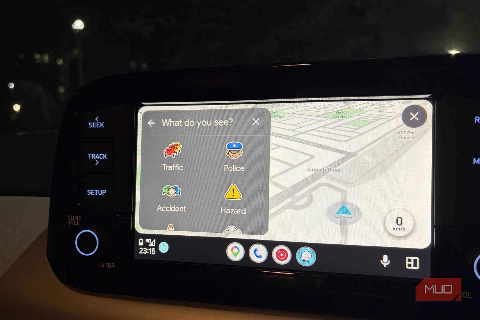 What do you see Waze page on Android Auto