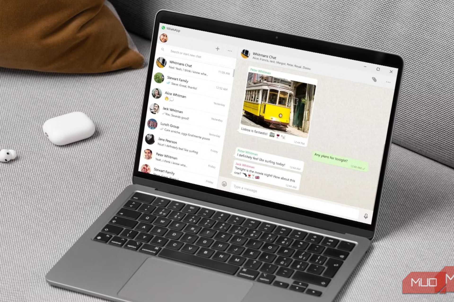Laptop screen with WhatsApp launched