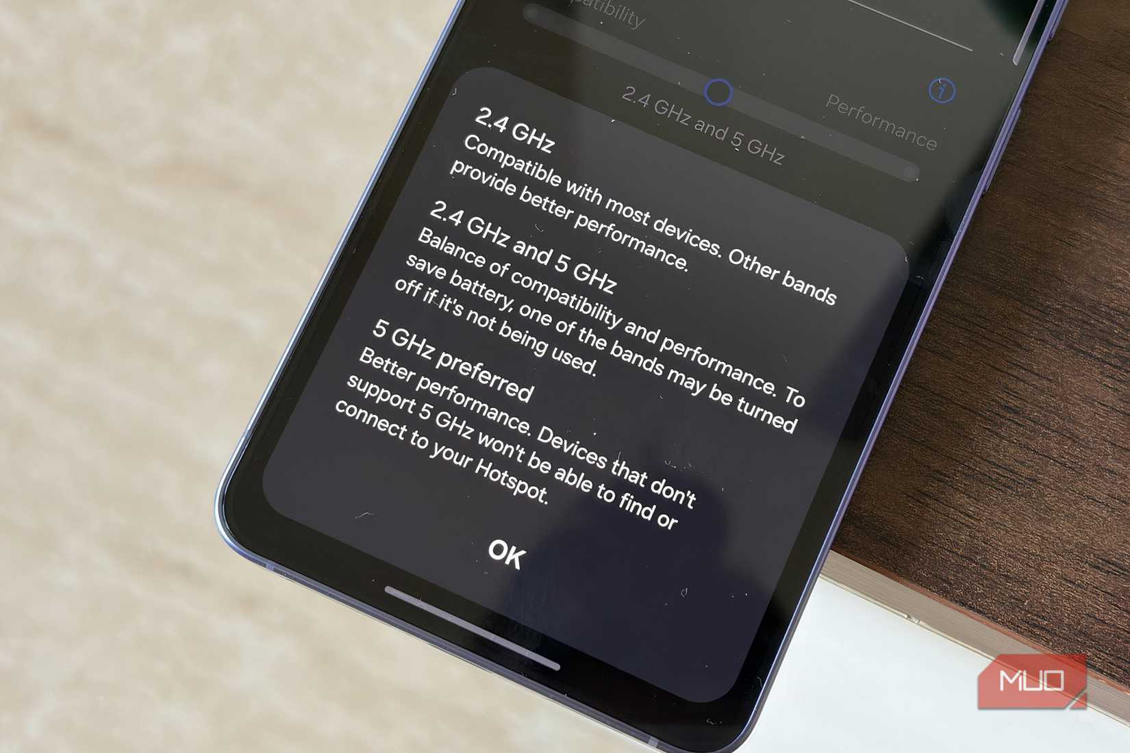 Wi-Fi hotspot band settings on Samsung