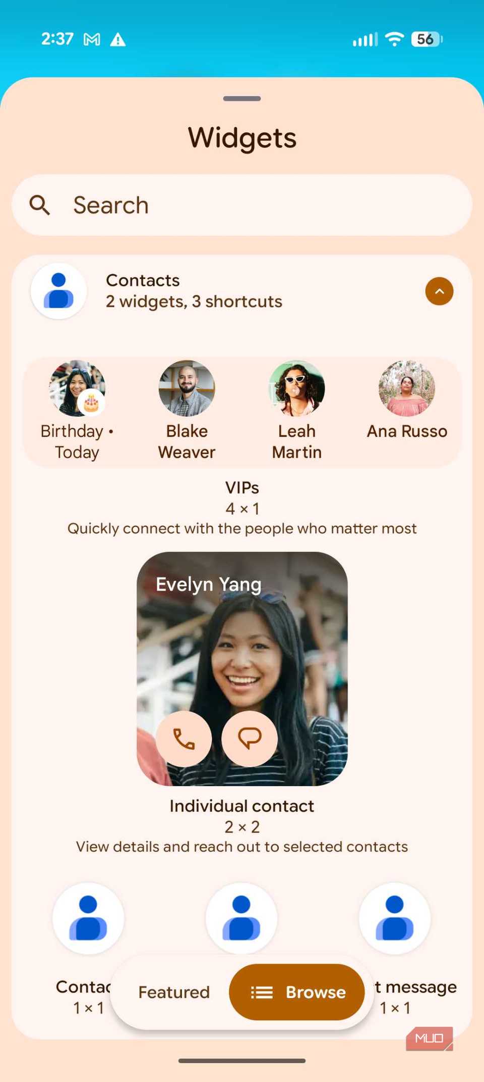 Google Photosウィジェットの設定画面