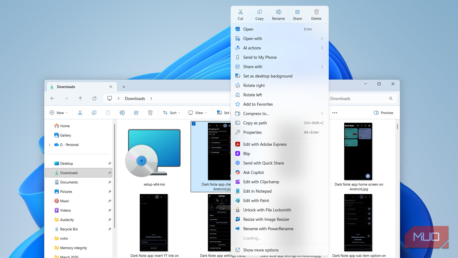 Windows 11 right-click menu in File Explorer