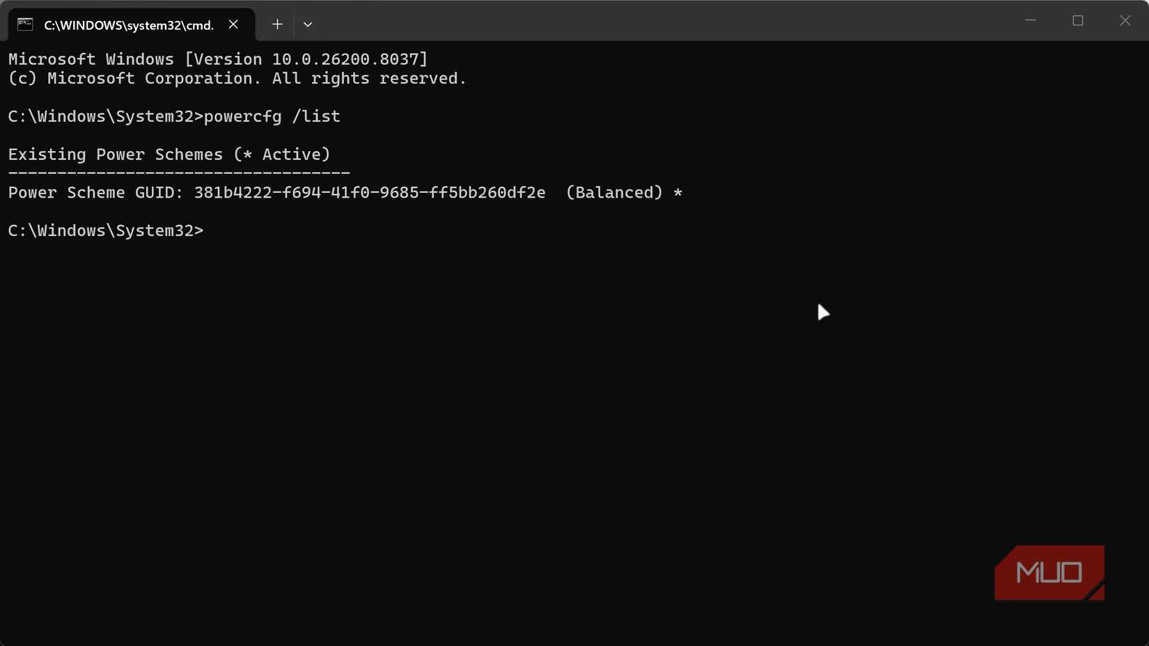 Windows balanced power mode showing up in powercfg command.