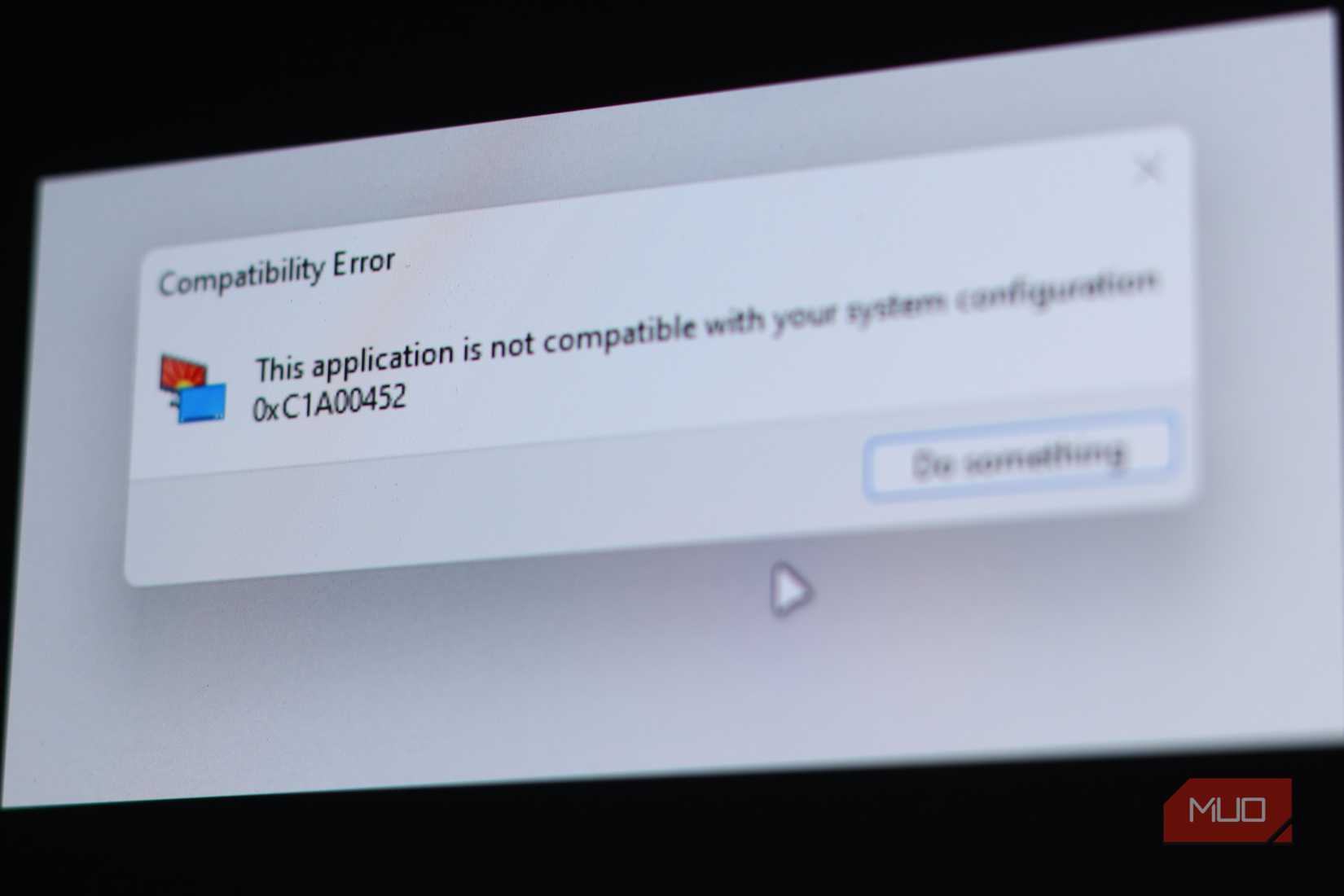 Windows compatibility error message.