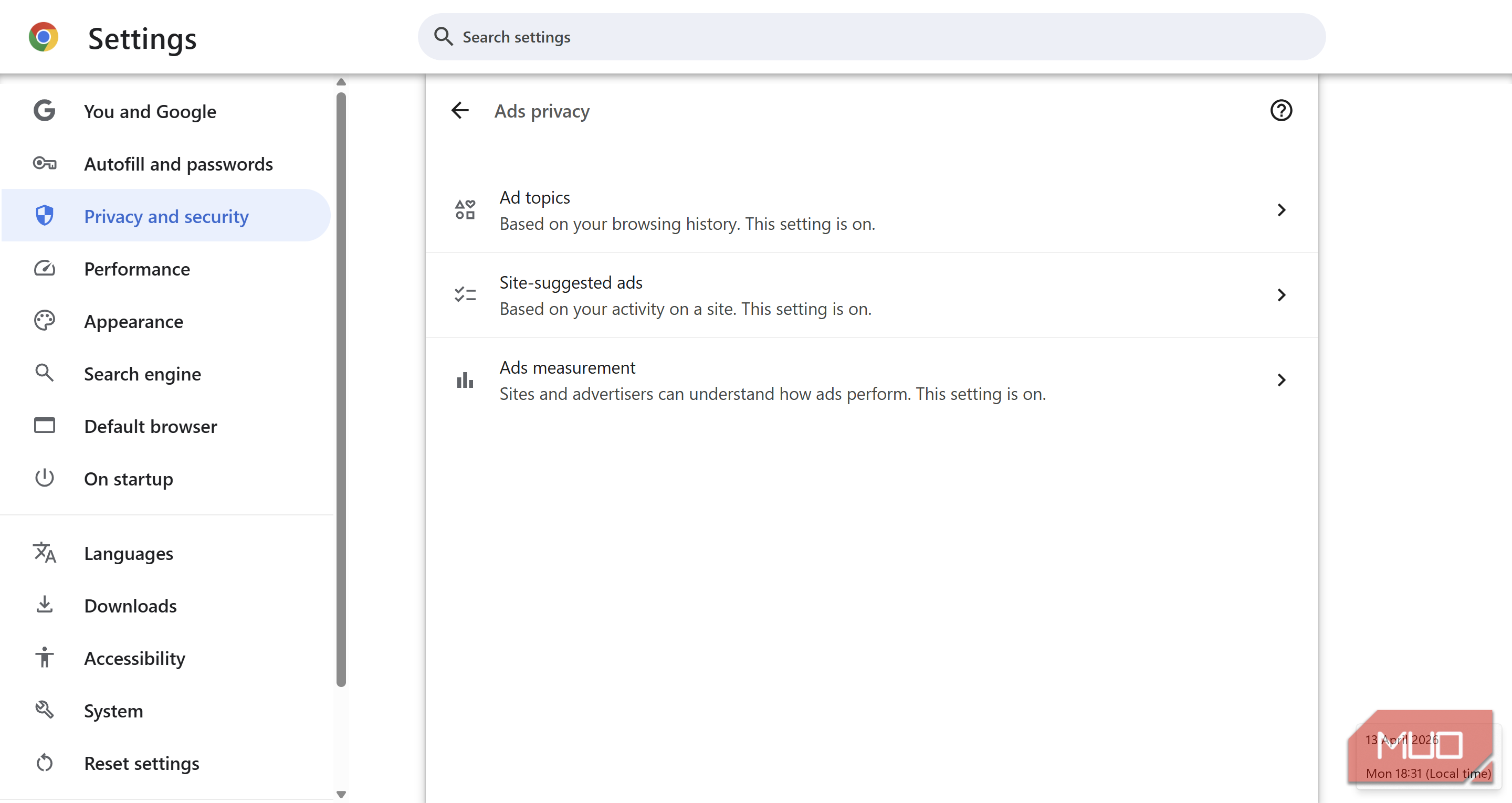 I turned off Chrome's Ad Privacy feature after realizing what it was ...