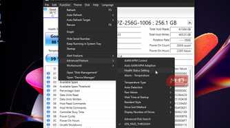 Additional options on CrystalDiskInfo