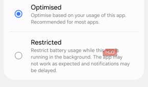 Amazon app battery settings on Samsung