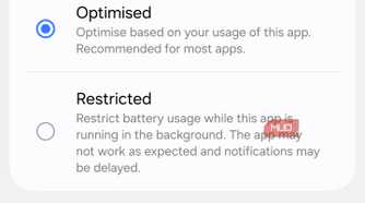 Amazon app battery settings on Samsung
