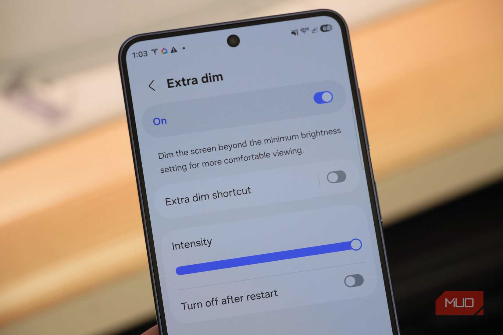 The extra dim accessibility setting on a Galaxy phone.