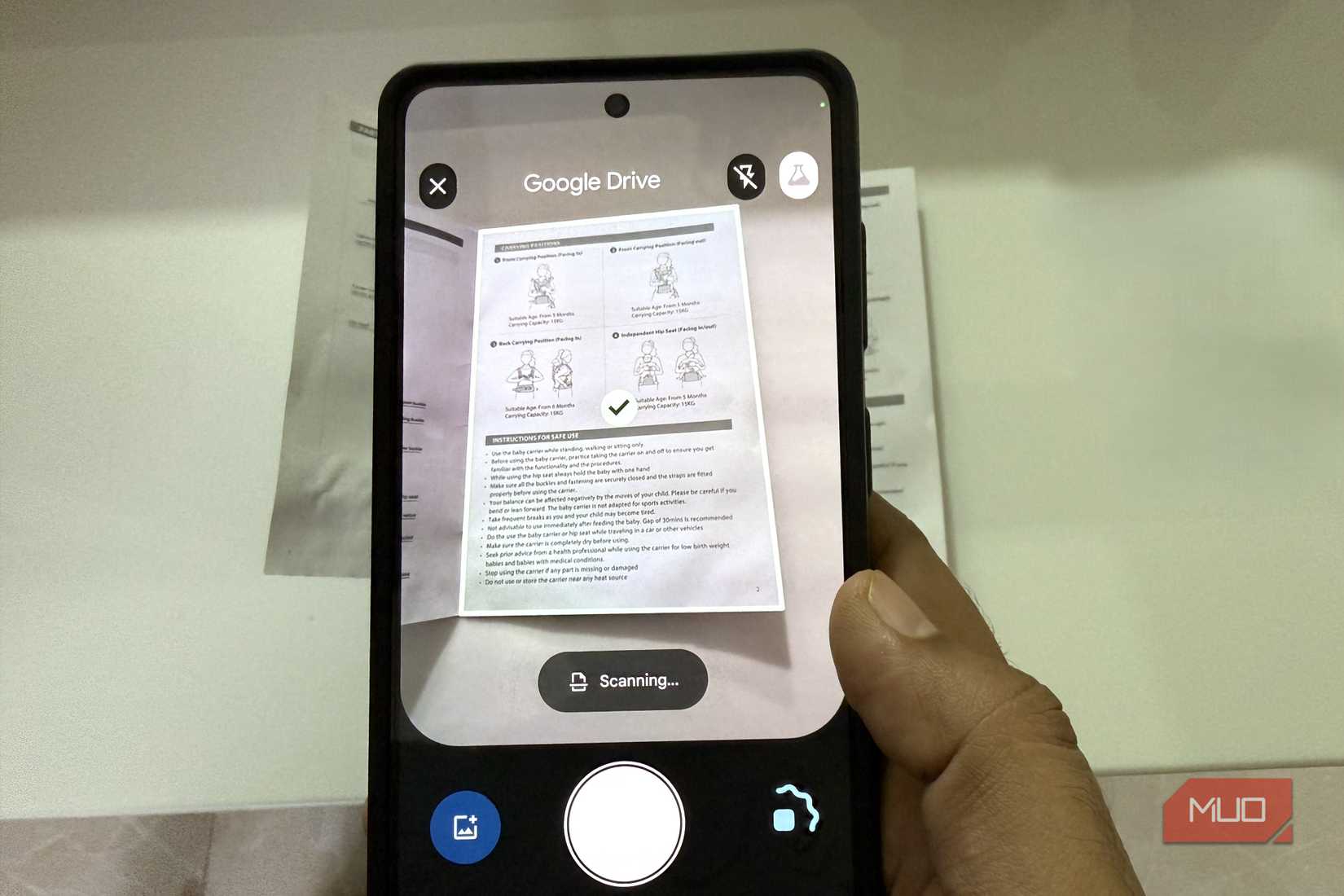 Android phone scanning doc in Google Drive app