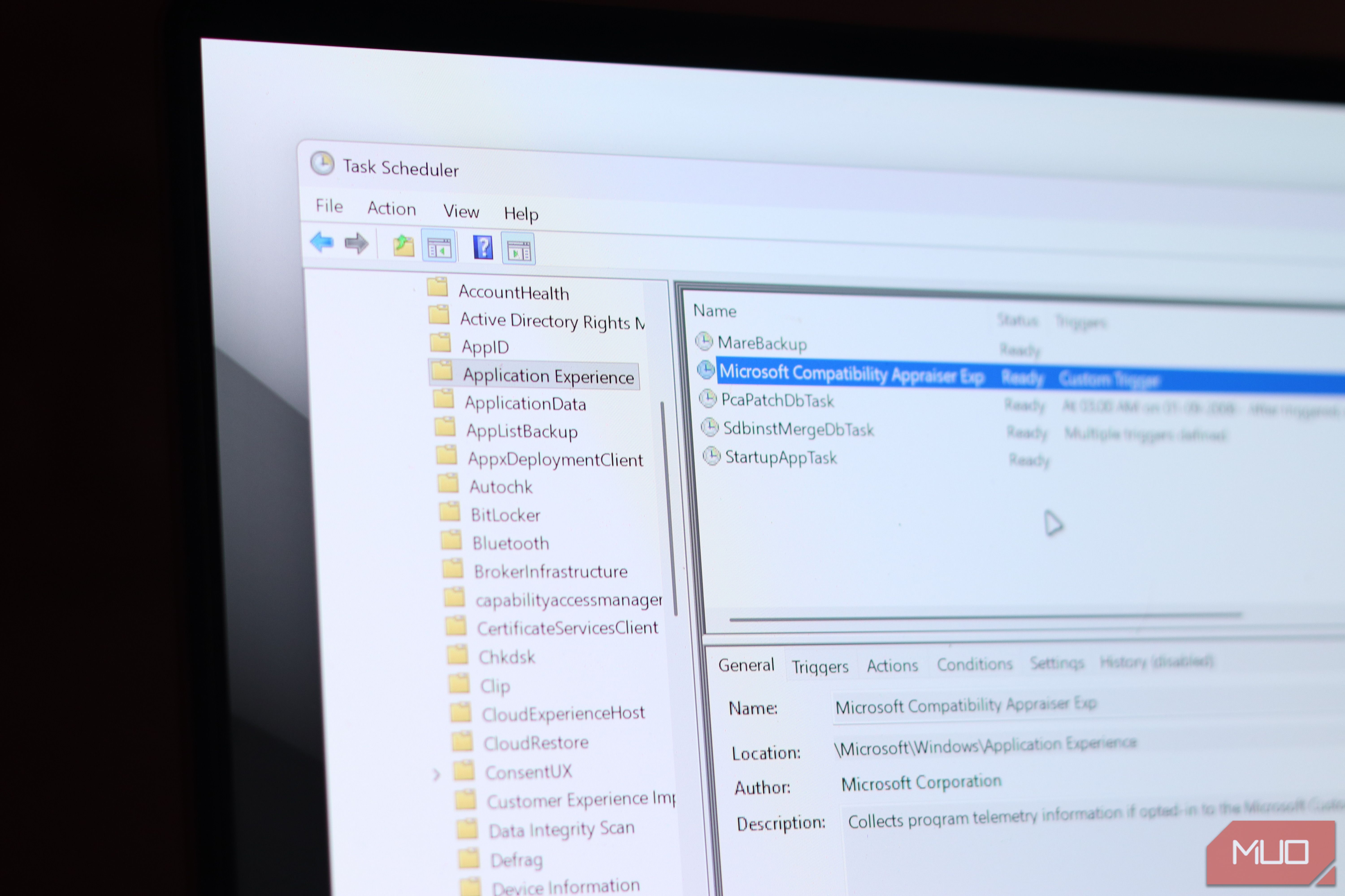 Application Experience folder in Task Scheduler.