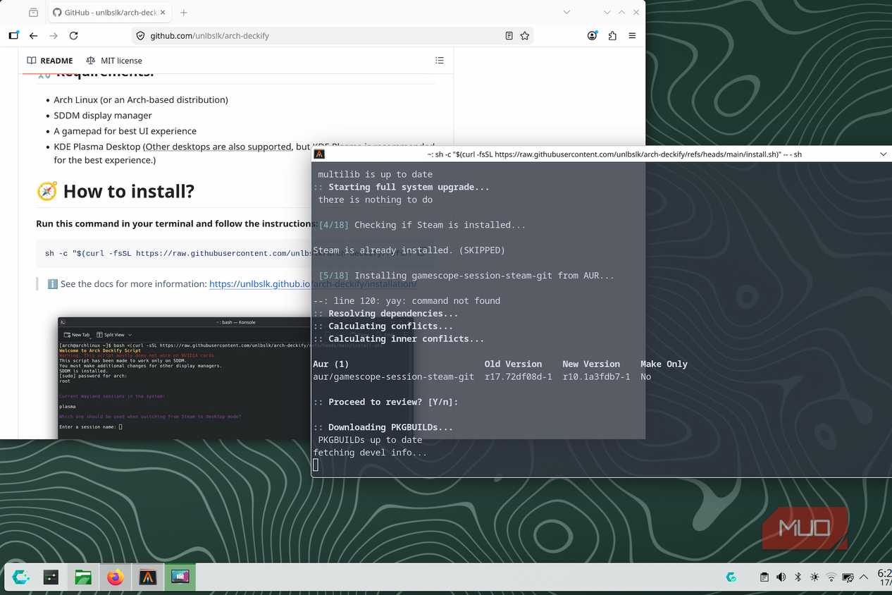 Using the Arch Deckify script