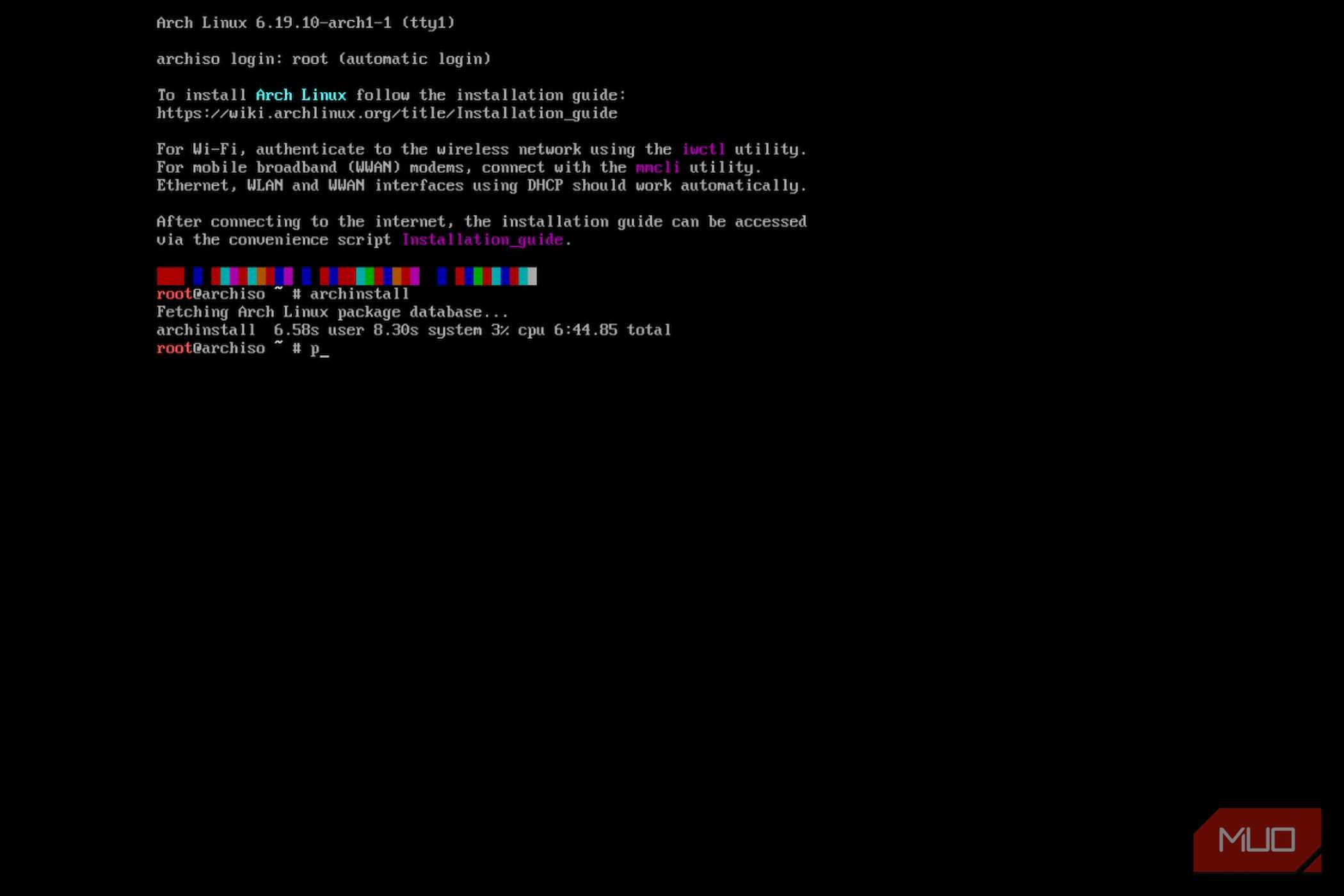 The default arch linux installer