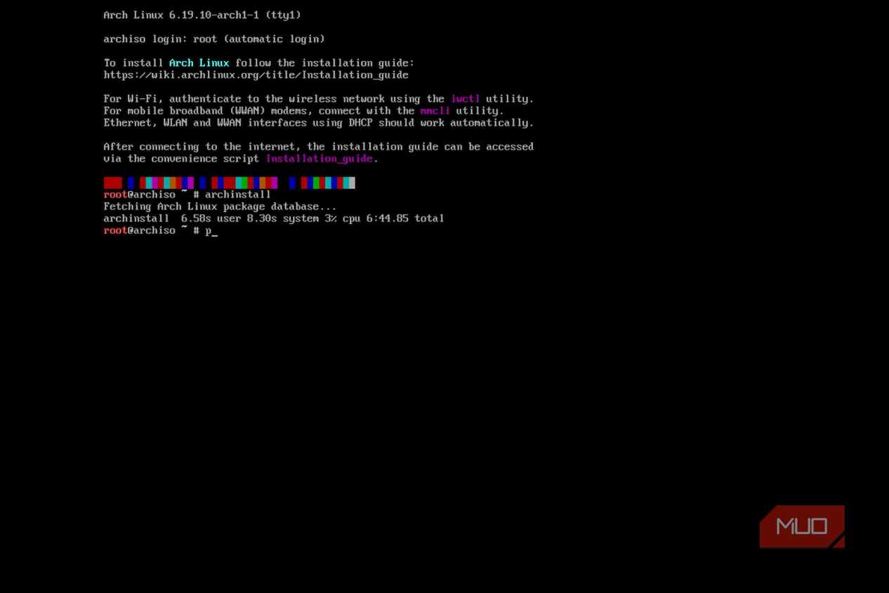 The default arch linux installer