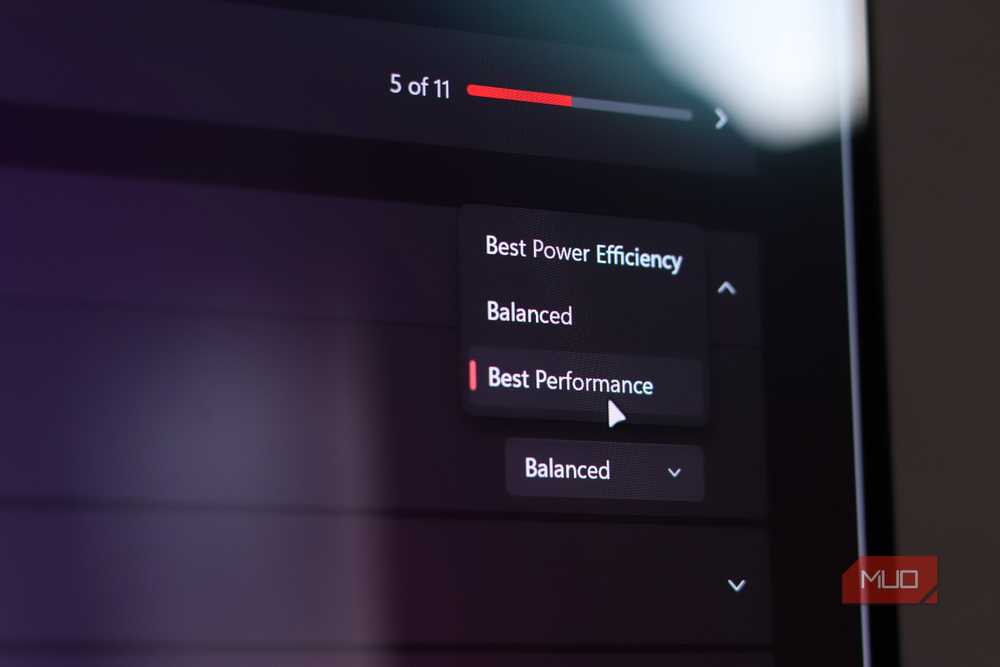 Power plan options in Windows 11 Settings