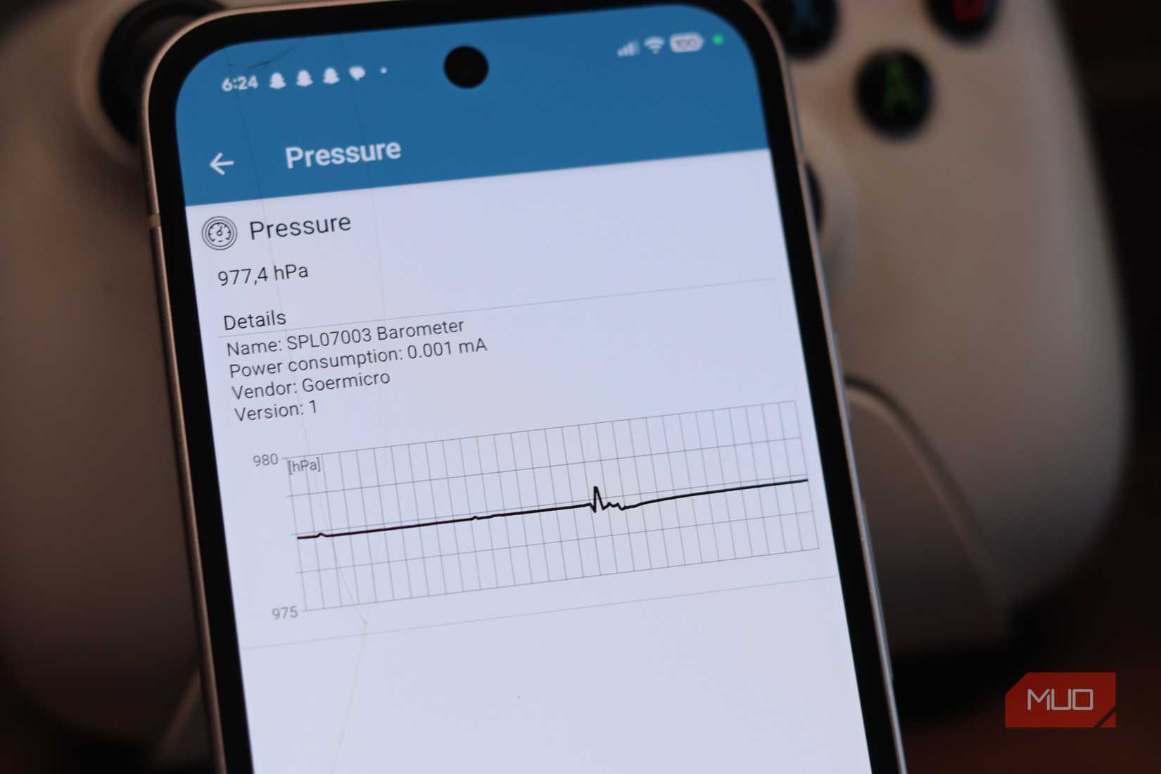Barometric sensor reading on Pixel 9a.