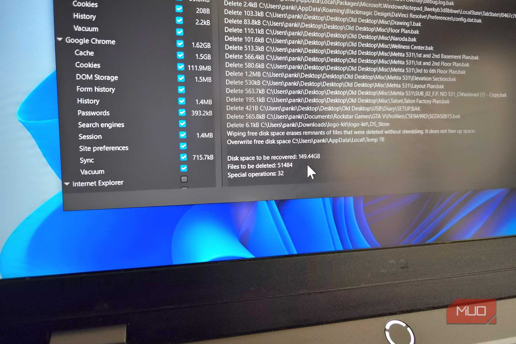 BleachBitアプリのシンプルなユーザーインターフェース