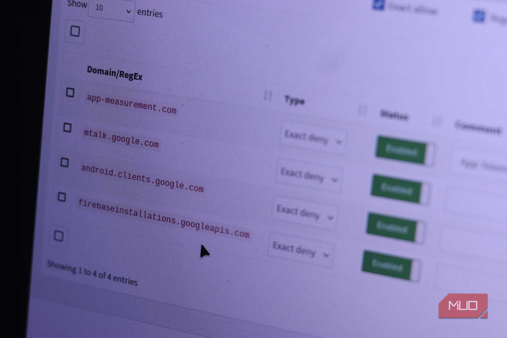 Blocked domains on Pi-hole on Firefox.