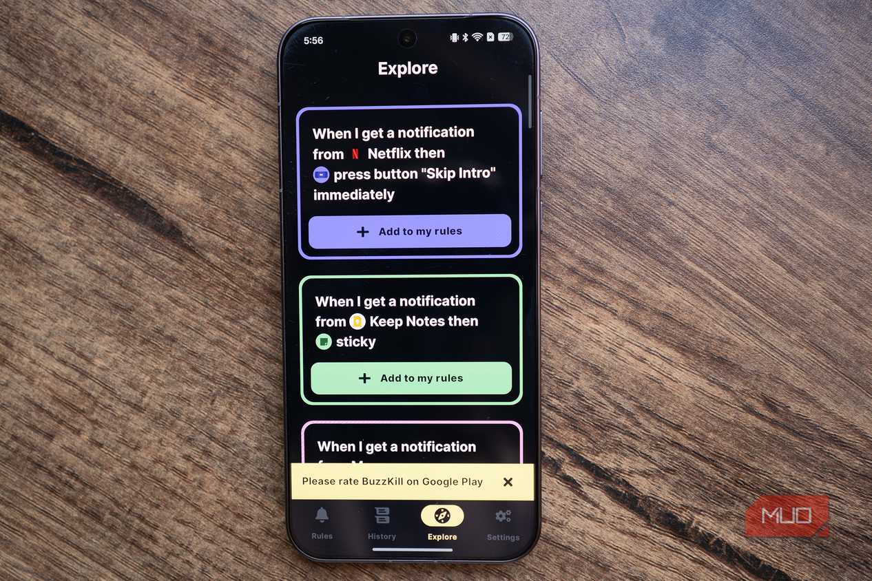 Explore page on Buzzkill for new rules