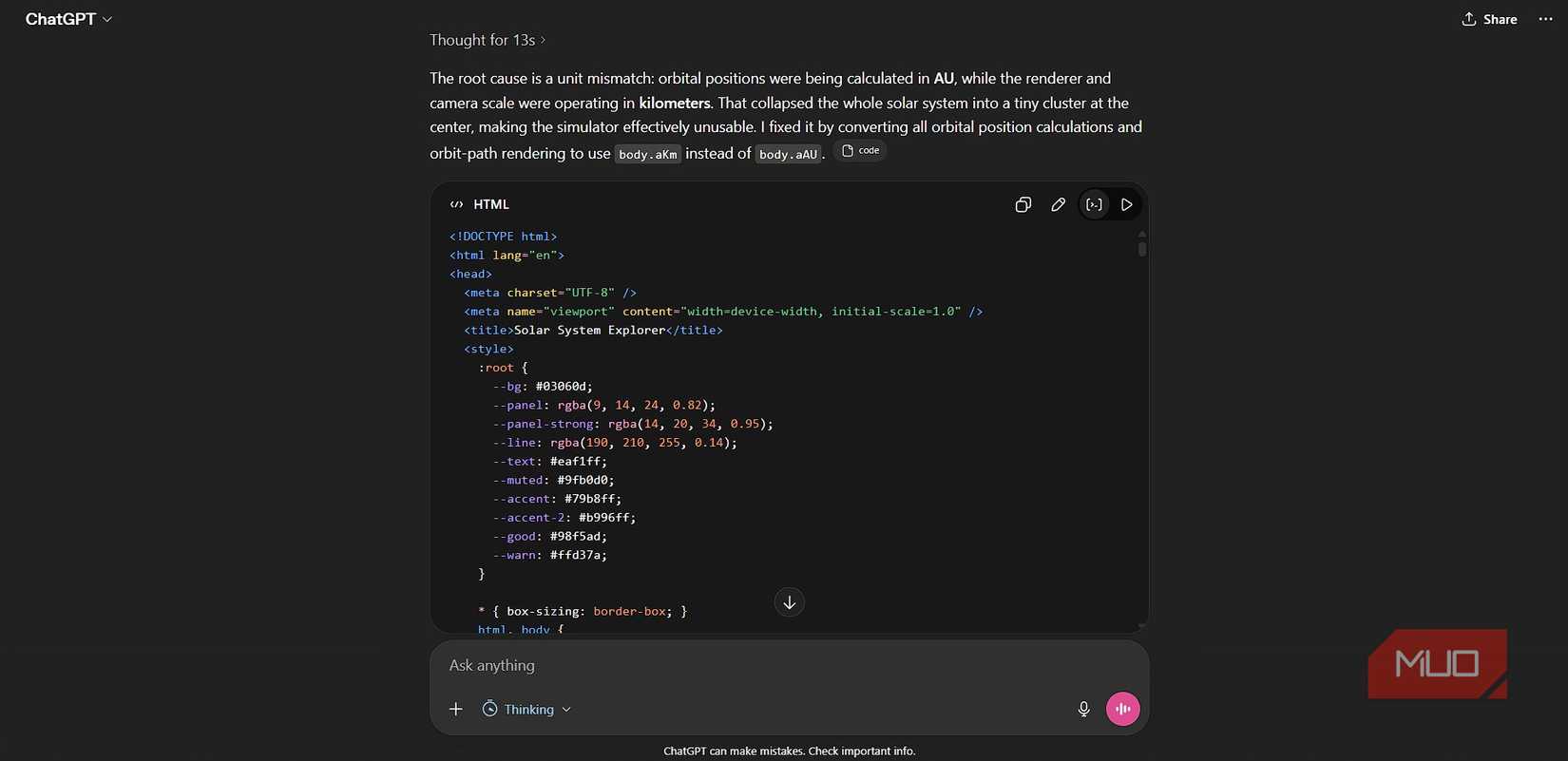 ChatGPT debugging ChatGPT's code