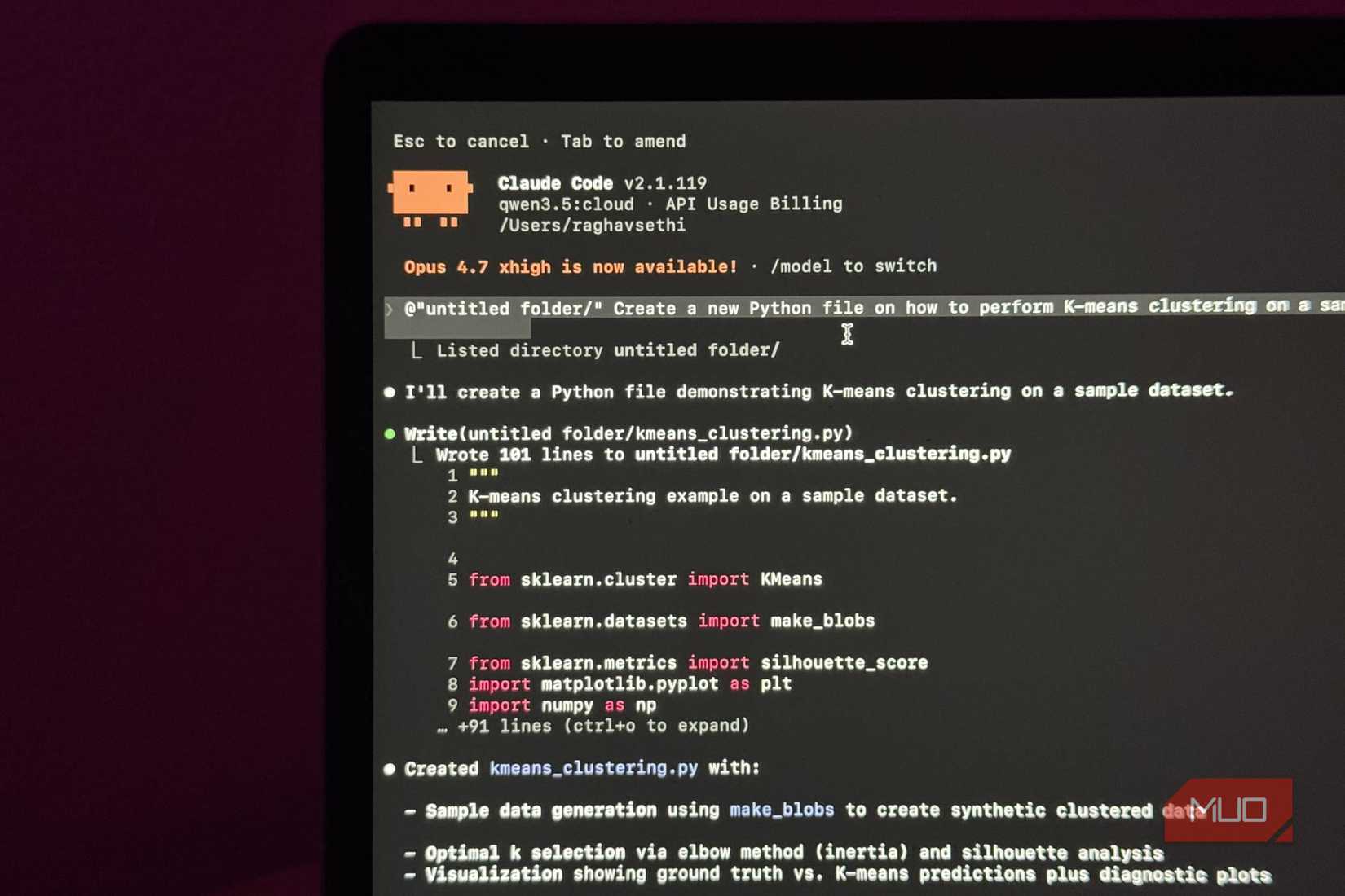 Claude Code running on a MacBook