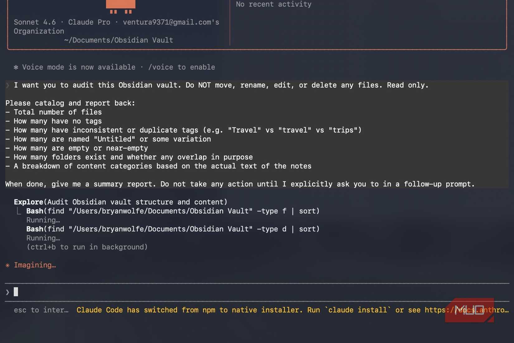 Claude Code running on Mac Terminal.