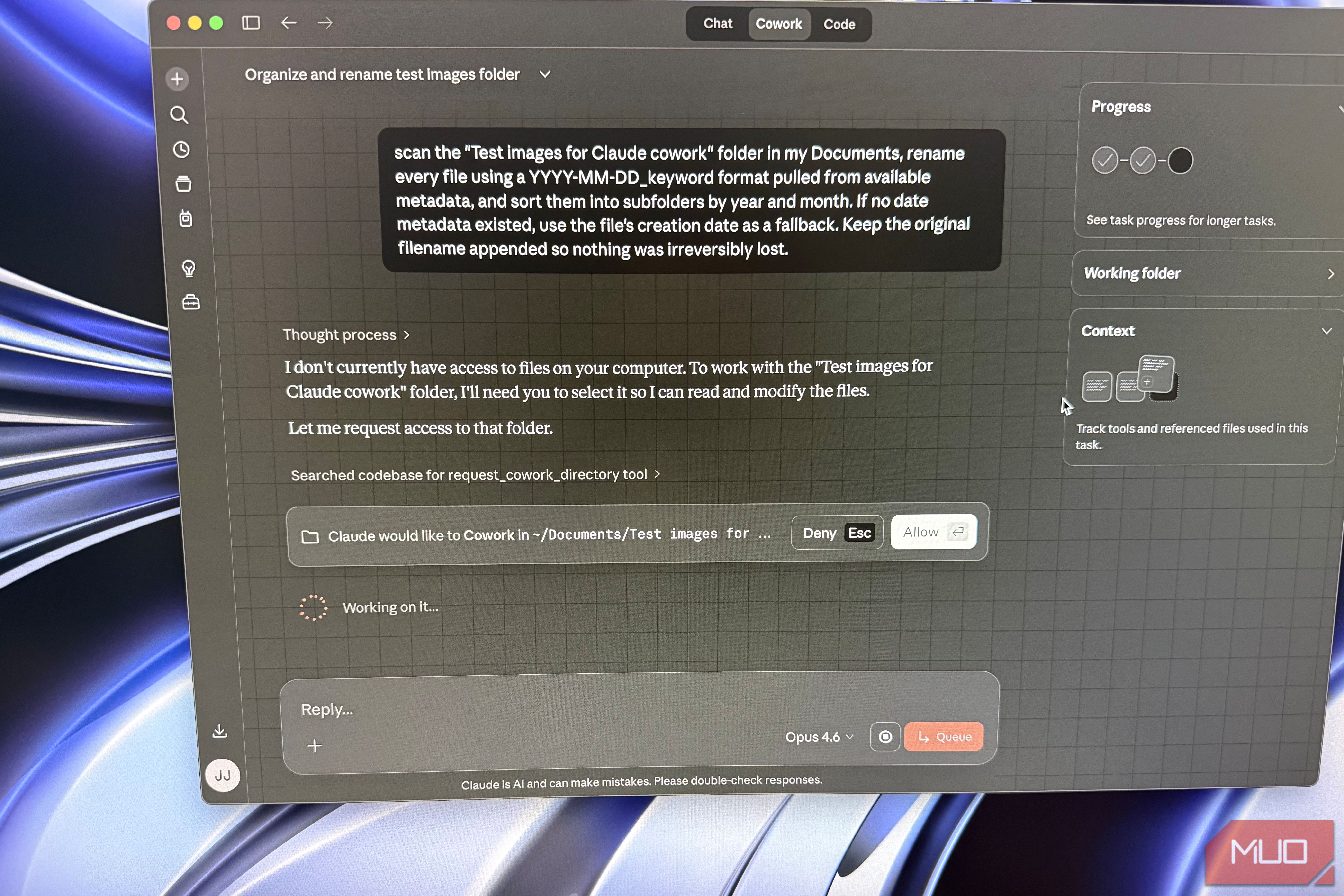 claude cowork folder access request