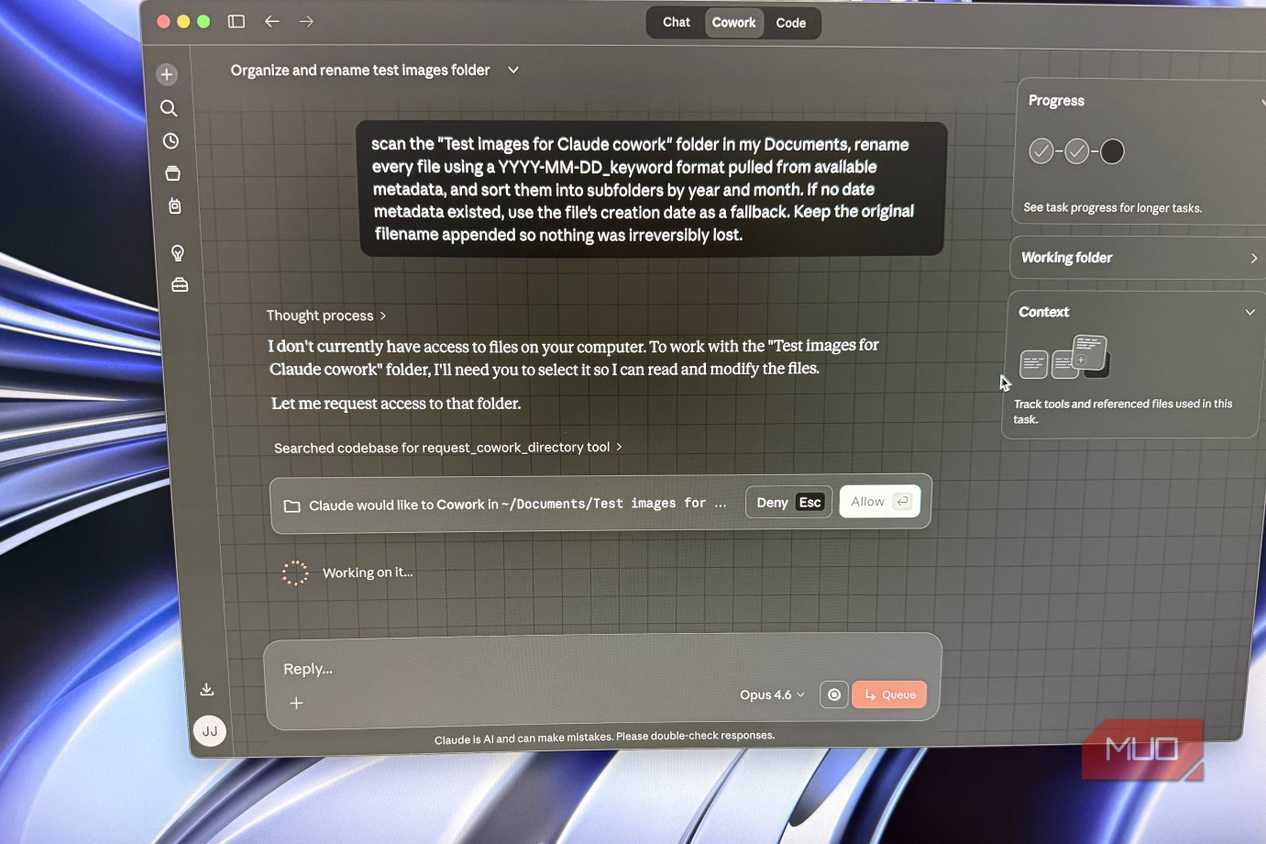 claude cowork folder access request