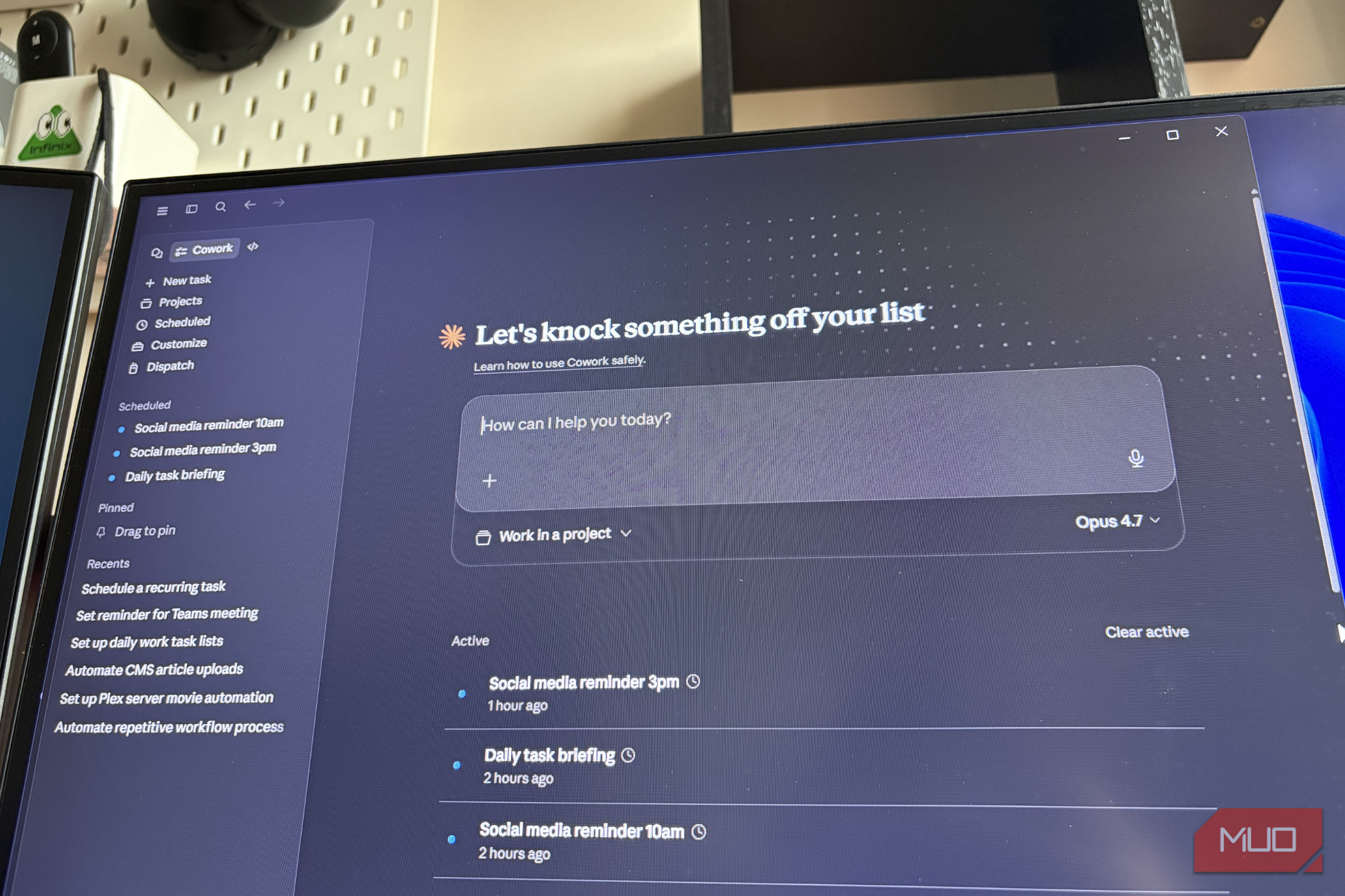 Claude Cowork scheduling for new task