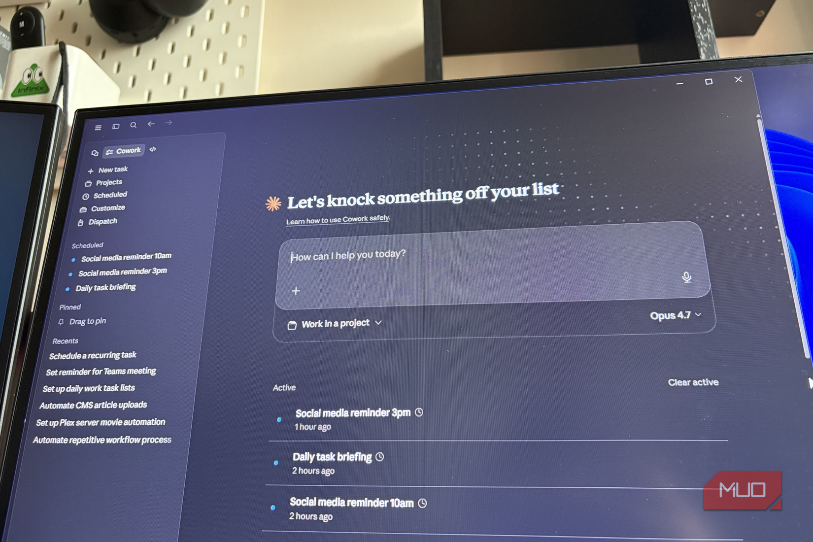 Claude Cowork scheduling for new task