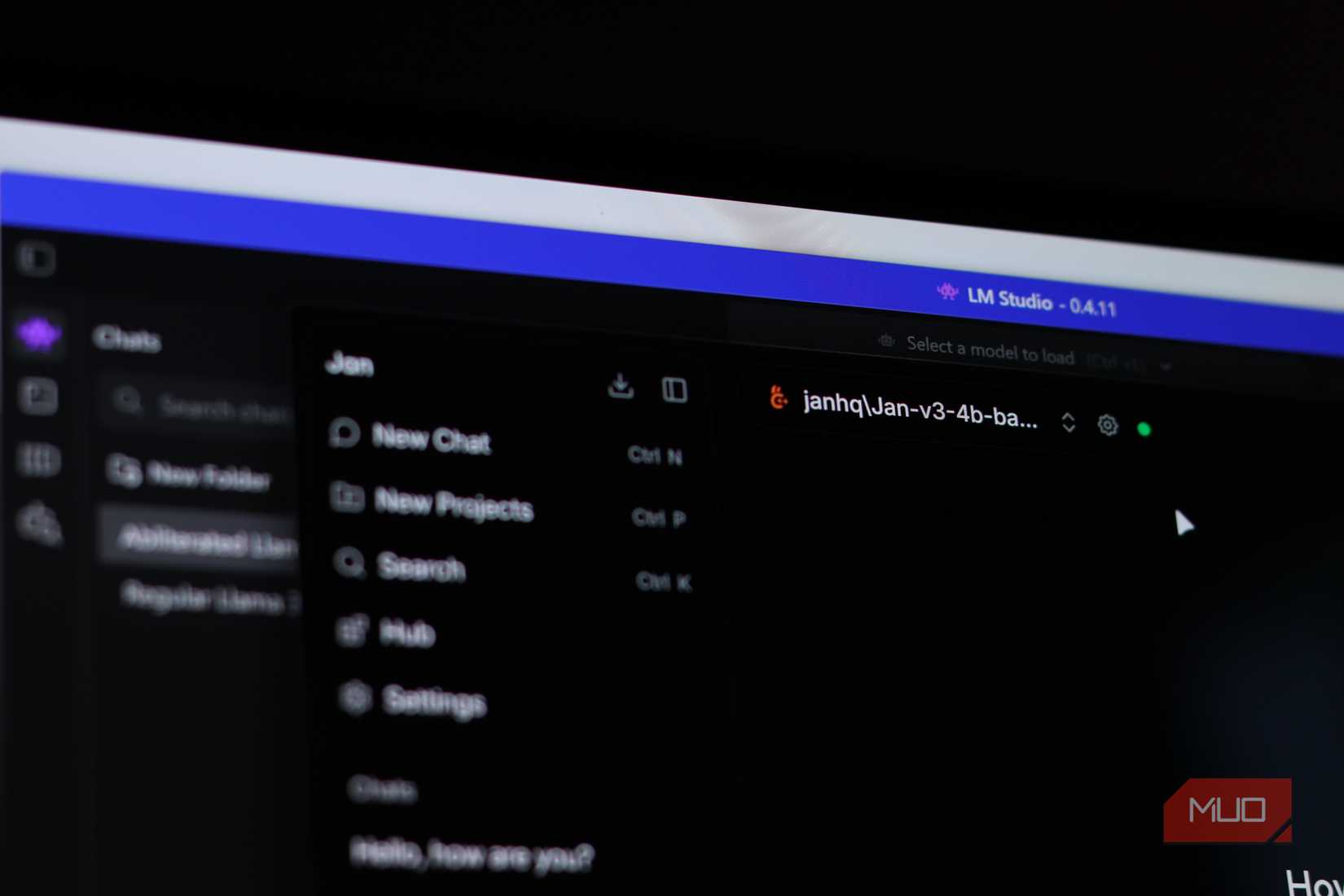 Close up of Jan and LM studio open on a laptop.