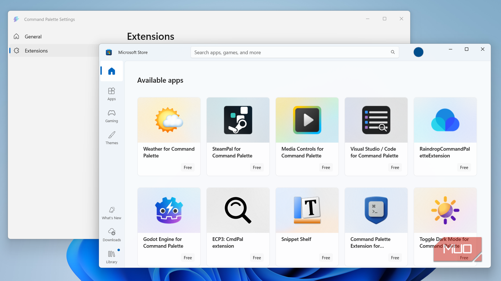 Command Palette extensions on MS Store