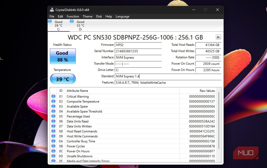 Crystal disk info default