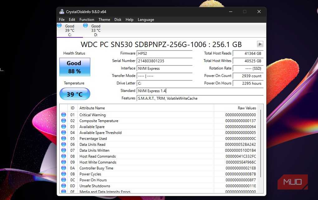 Crystal disk info default