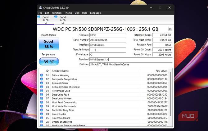 Crystal disk info default