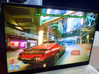 Cyberpunk 2077 running with dynamic FPS management