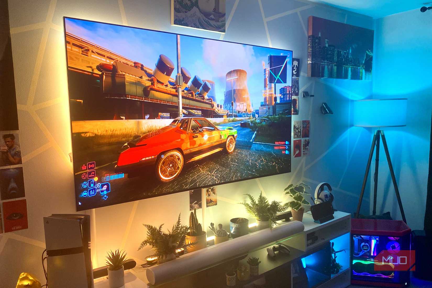 Cyberpunk 2077 PC version on an LG OLED TV